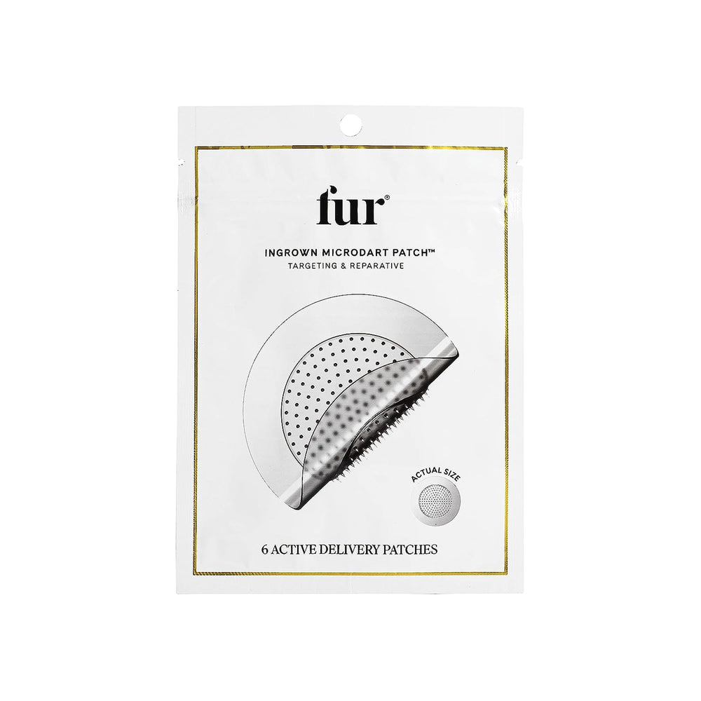 Fur parches Ingrown Microdart en envase, listo para uso diario.