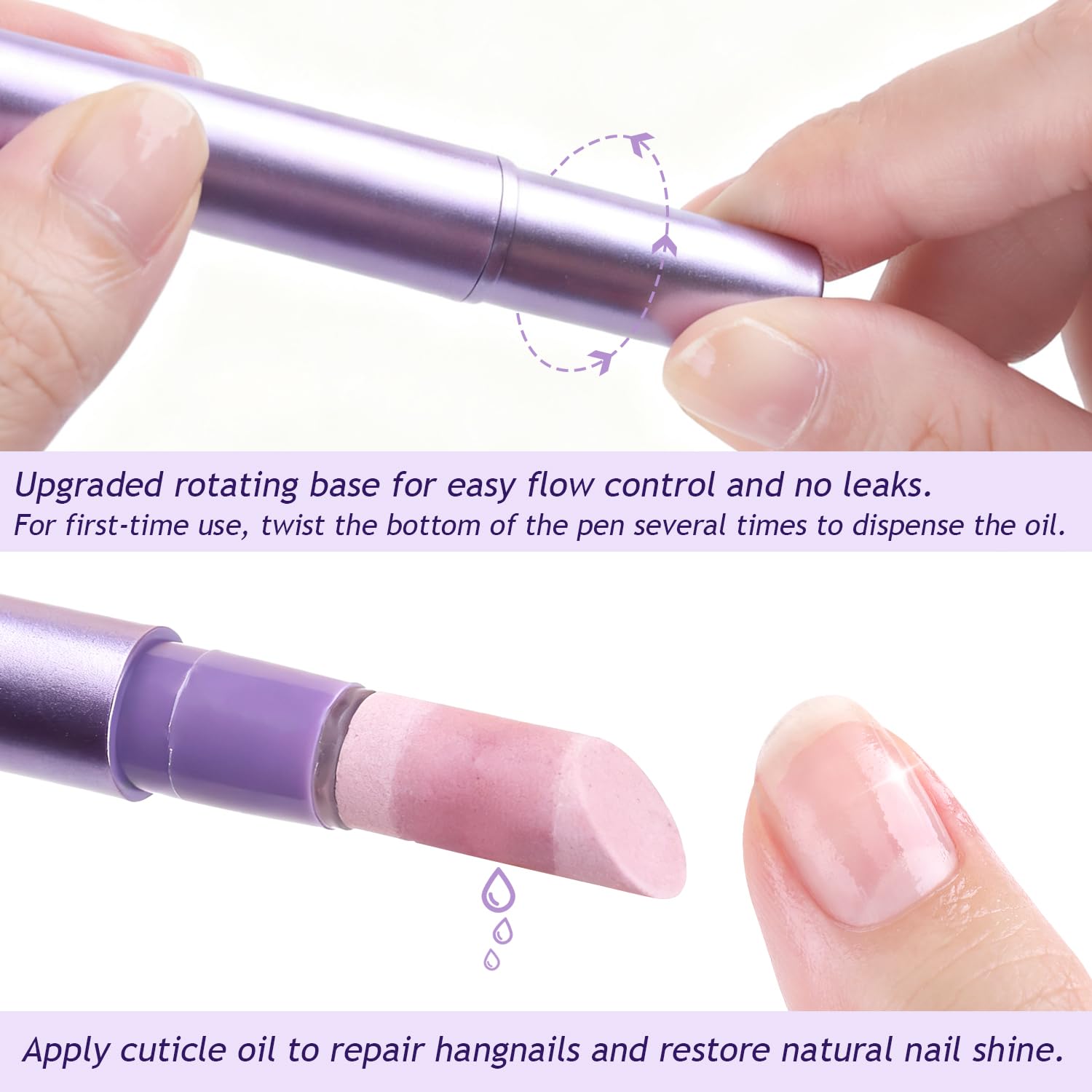 Furtherpretty 2-in-1 nail care pen for pushing cuticles and moisturizing nails.