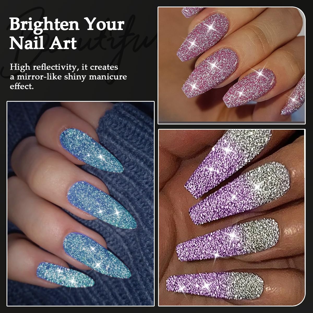 Furtherpretty nail brush included for easy glitter application