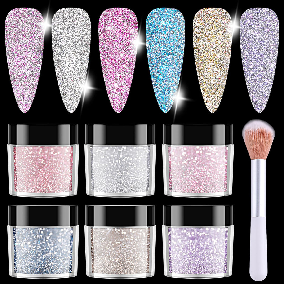 Furtherpretty silver reflective glitter powder for dazzling nails in every light