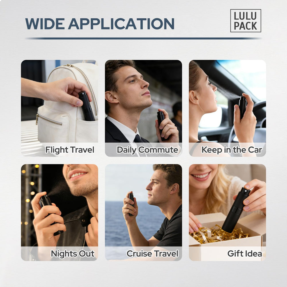 Fusupak leak-proof travel atomizer prevents spills in transit.