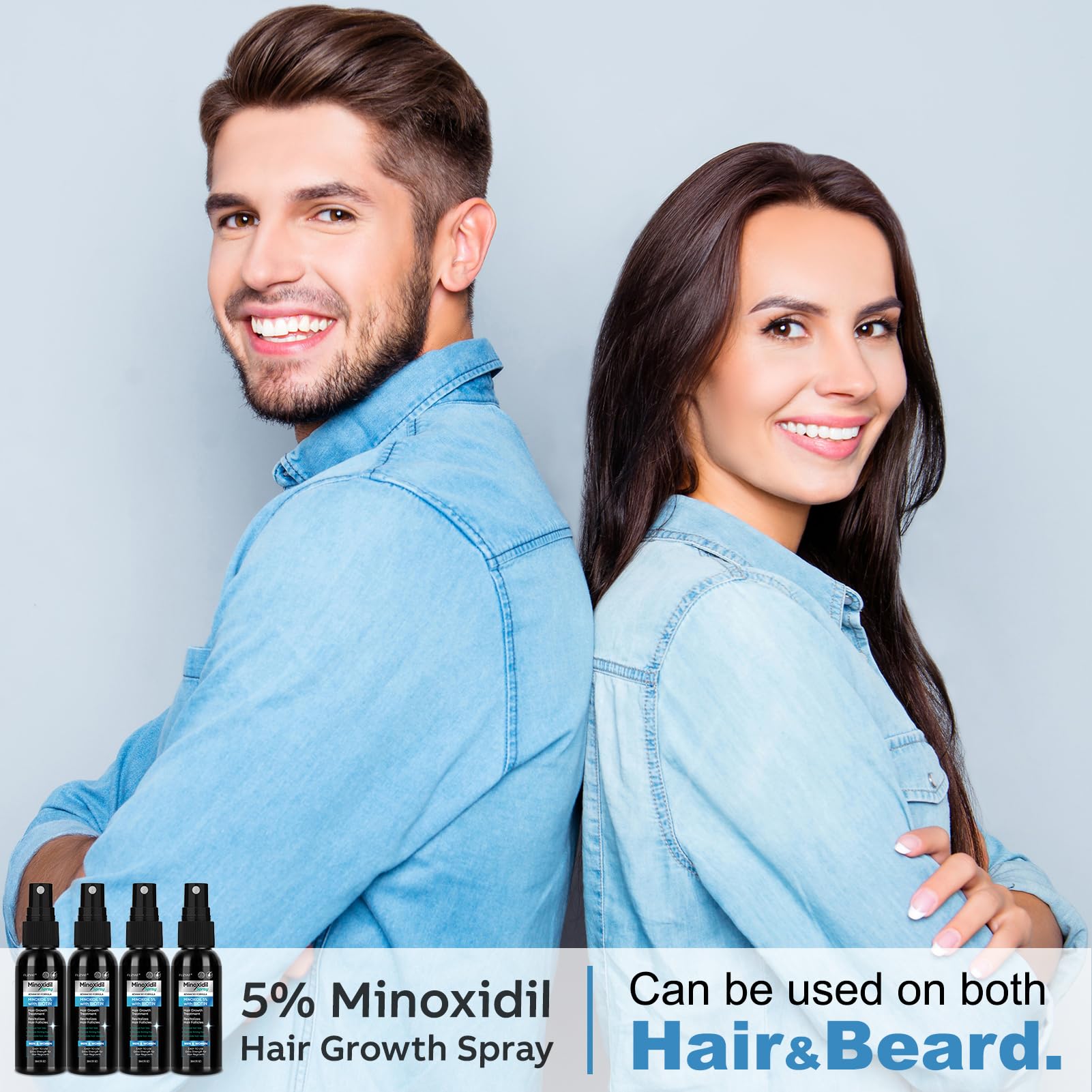 4-pack packaging of FUZYAT Minoxidil spray for home use