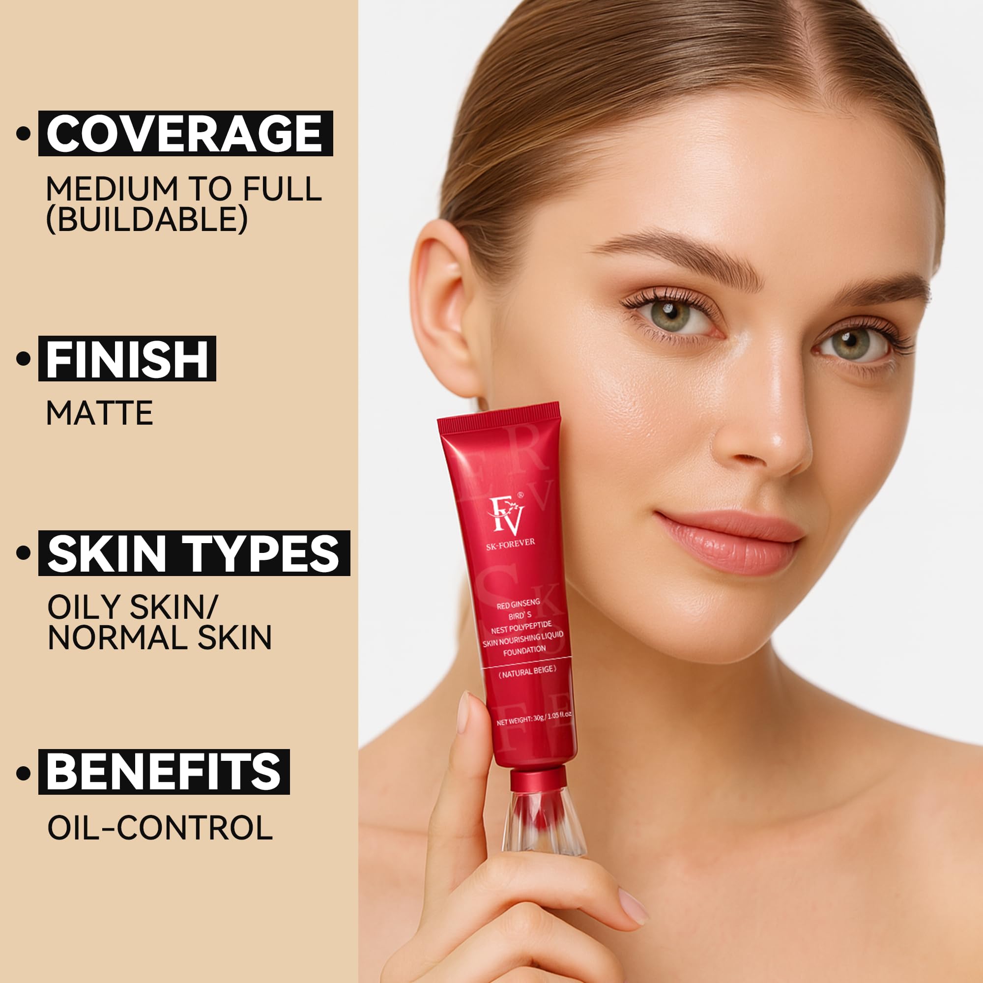 FV Matte Foundation swatch reveals medium to full coverage.