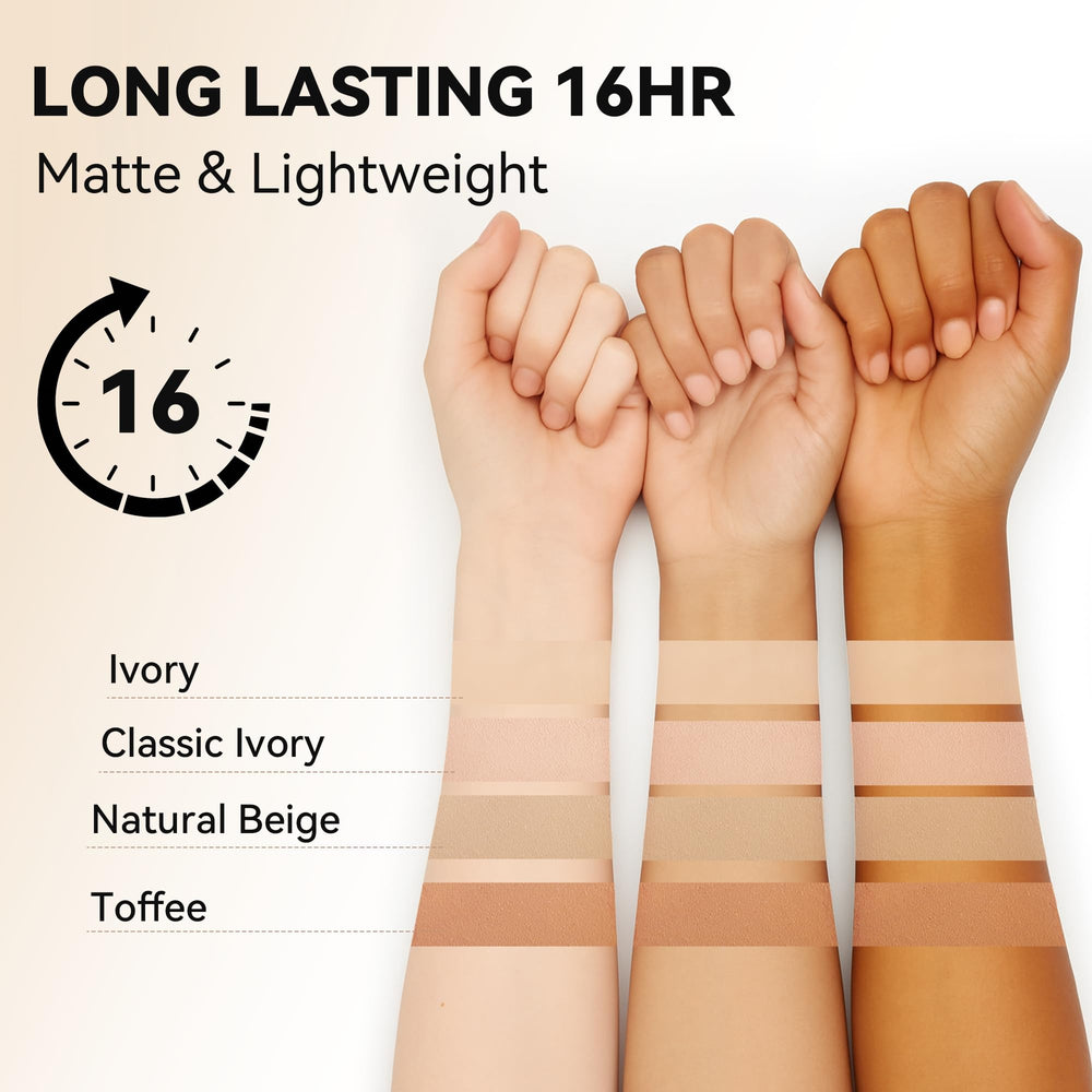FV Matte Foundation with setting powder completes a long-lasting matte look.