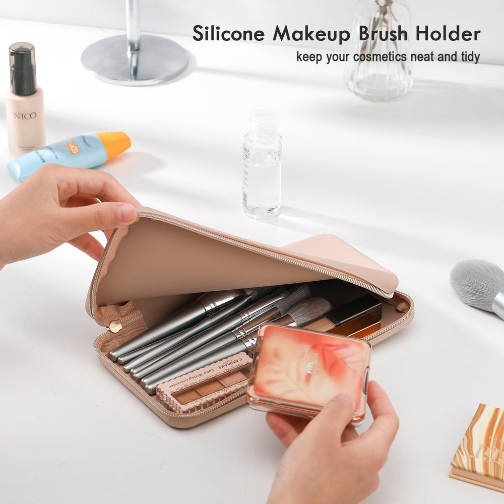 FVION compact makeup bag fits brushes and small accessories neatly.
