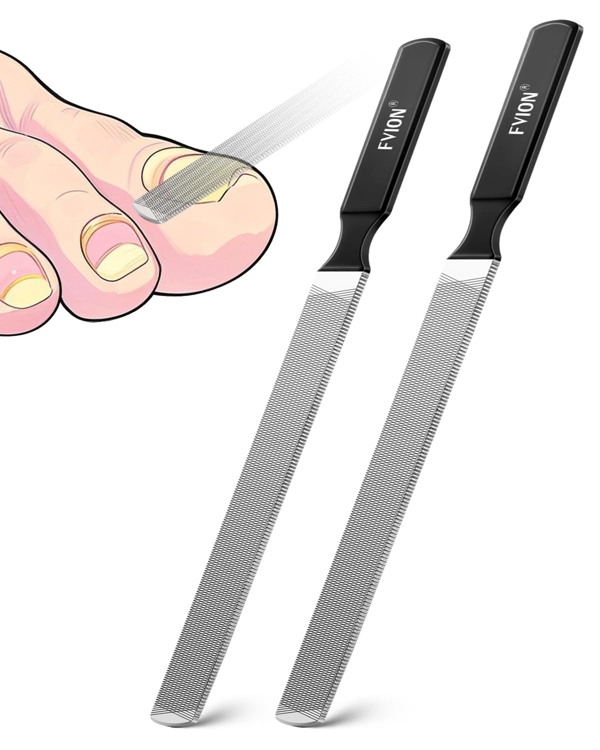 FVION double-sided nail file smoothing thick nails for a salon-quality finish