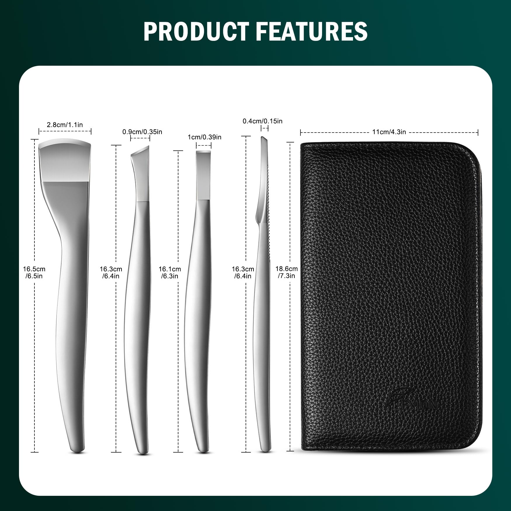 FVION packaged pedicure kit in silver ready for use
