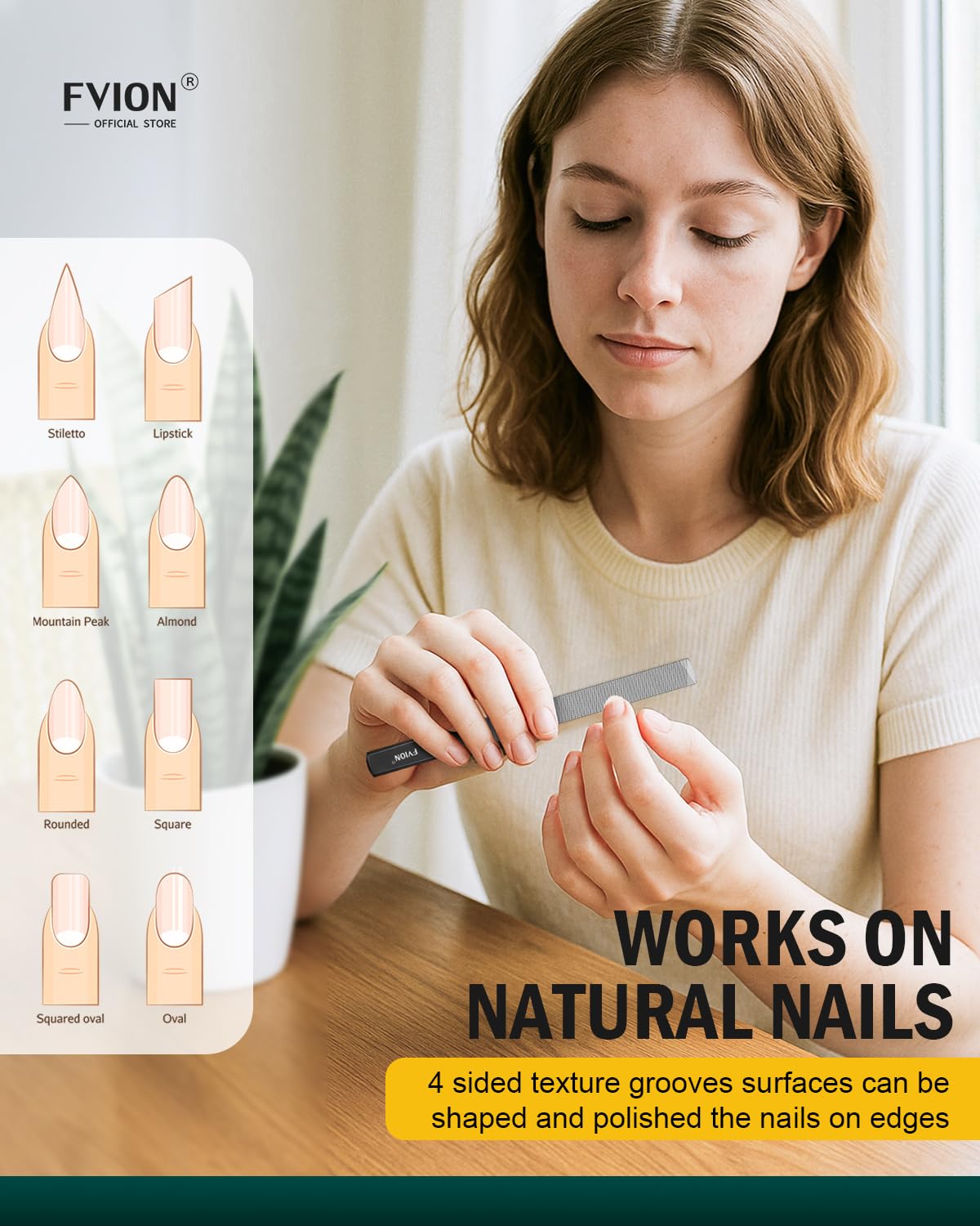 FVION portable nail file with protective sleeve ideal for on-the-go manicures
