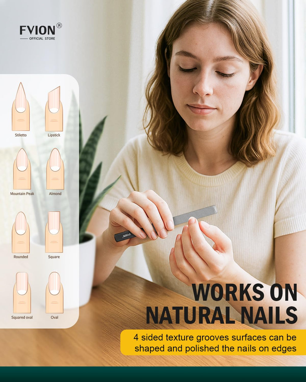 FVION portable nail file with protective sleeve ideal for on-the-go manicures