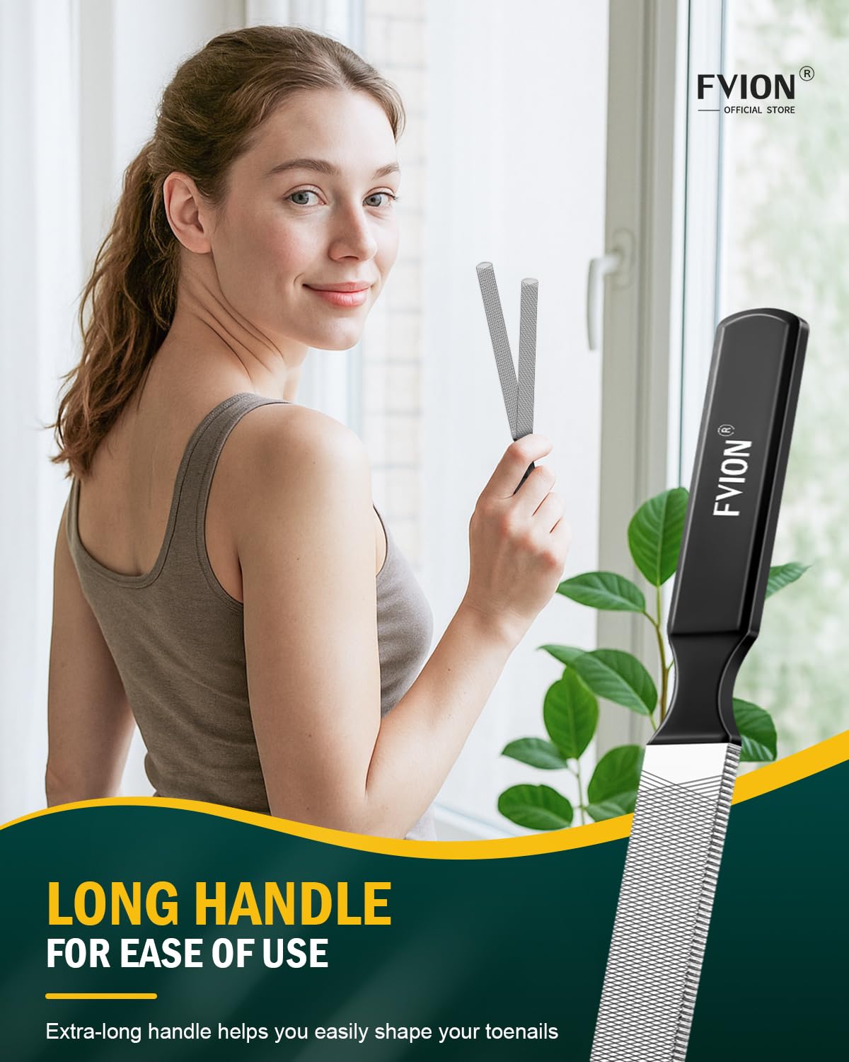 FVION professional-grade nail file for home use, suitable for seniors and all genders