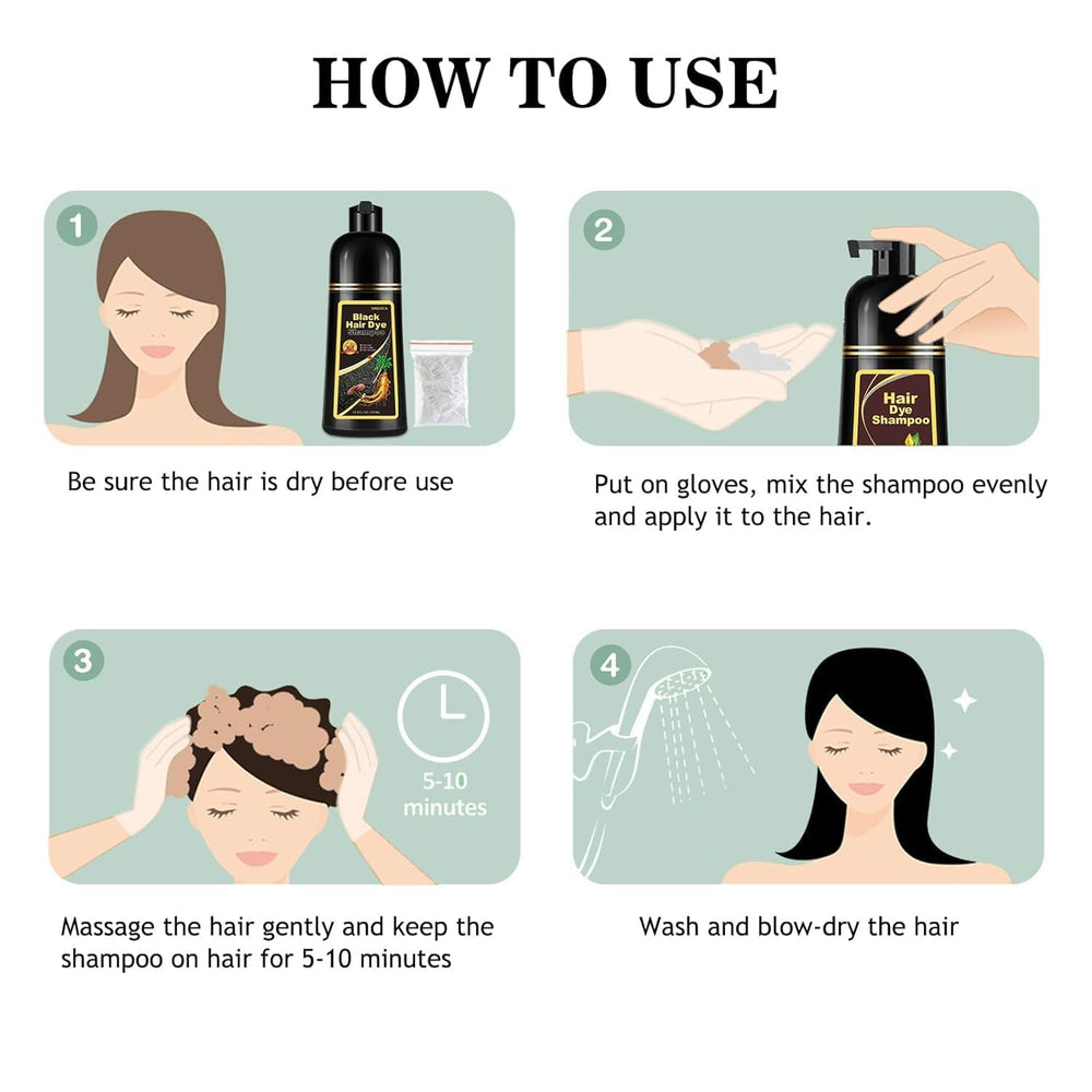 Fvquhvo Instant Black Hair Shampoo color result on roots for natural look.