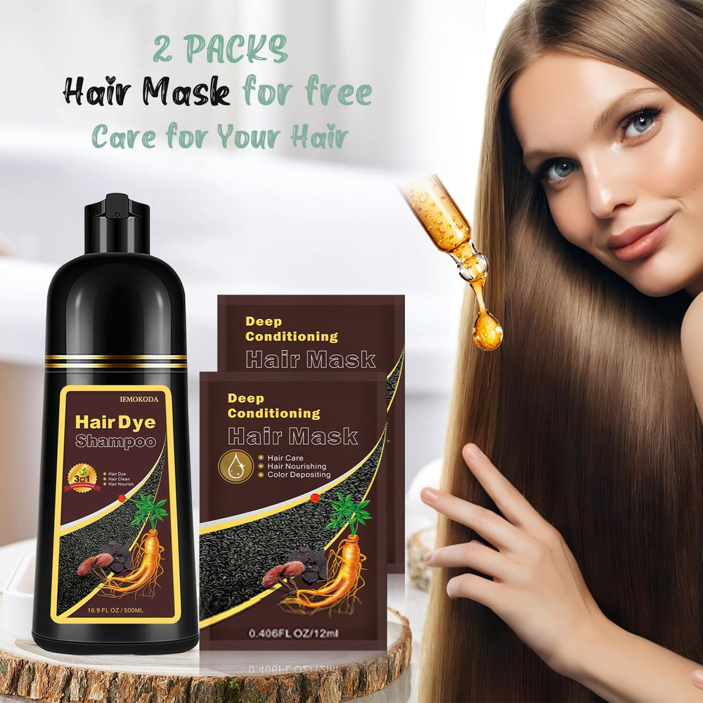Fvquhvo Instant Black Hair Shampoo herbal ingredients include ginseng and sesame oil.