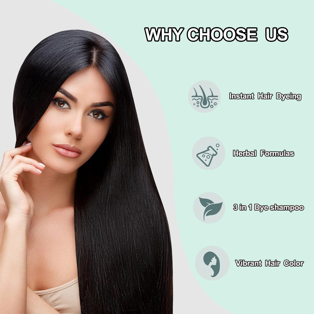 Fvquhvo Instant Black Hair Shampoo timer shows minutes to wait for color.