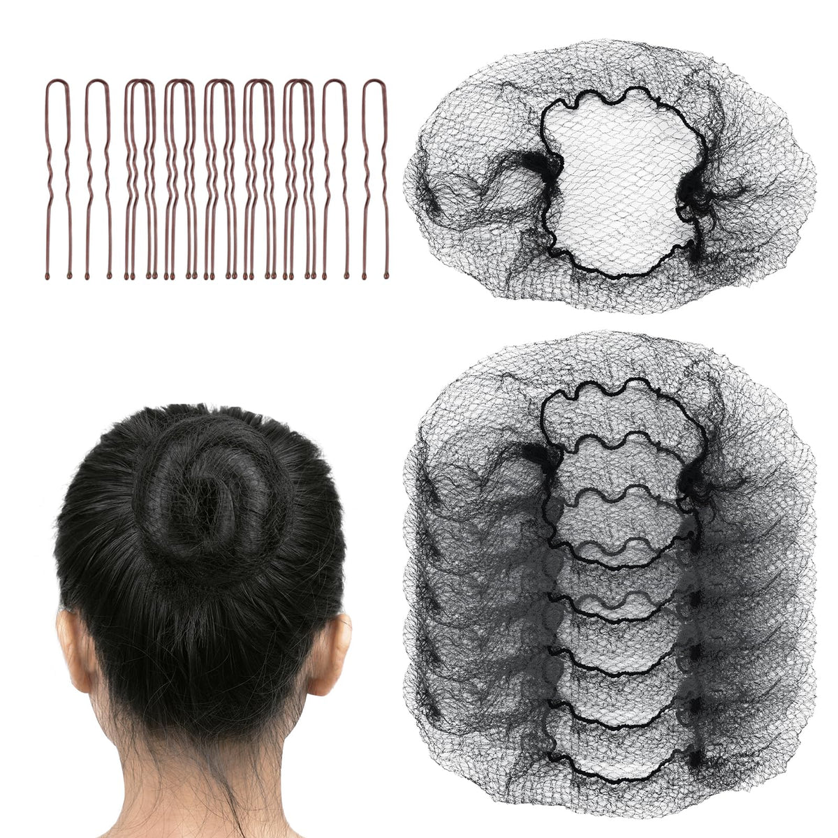 FVOLREM redes negras de 20 pulgadas para fijación discreta del cabello.