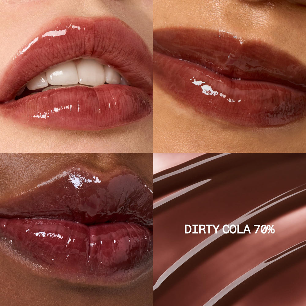 Fwee 3D Voluming Gloss high-shine application demonstrates smooth, non-sticky wear.