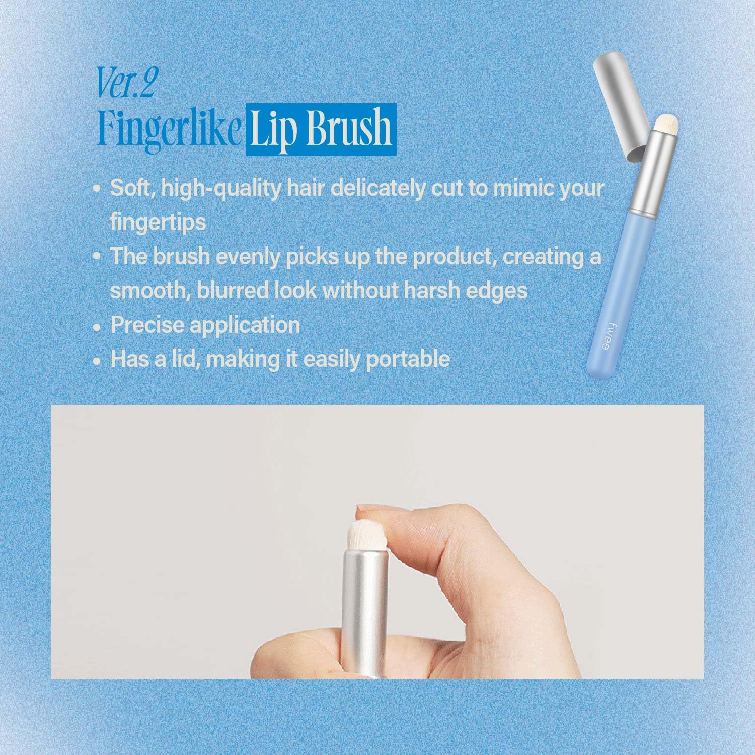 fwee compact lid keeps brush portable for on-the-go touch-ups.