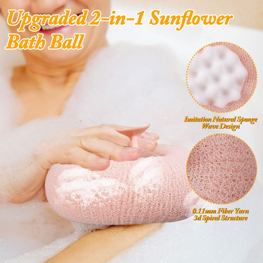 FWUNYVN esponja de baño girasol con estructura 3D de panal para abundante espuma.