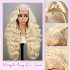 FXIMYLC blonde virgin-human-hair wig with natural shine and style options.