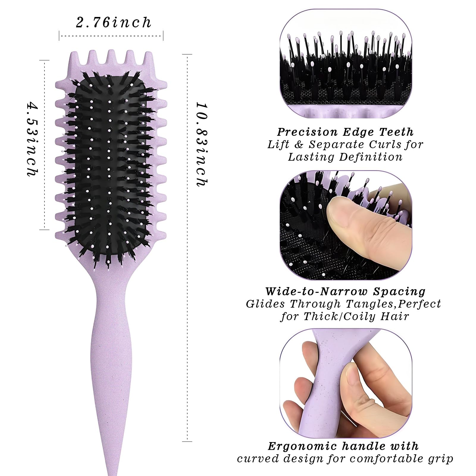 FXIYILTS Curly Hair Brush detangling design eases knots during wash-and-go.