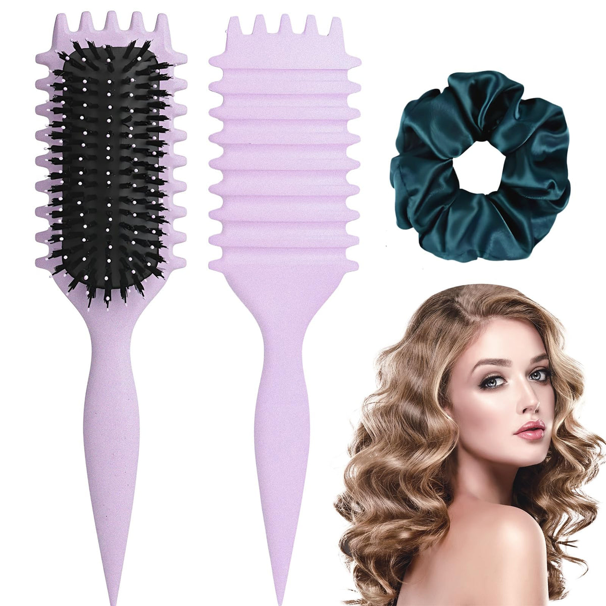 FXIYILTS Curly Hair Brush with nylon bristles for smooth curls and reduced frizz.