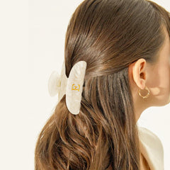 Fycert initial glitter acrylic hair clip in white for clean, modern accents.