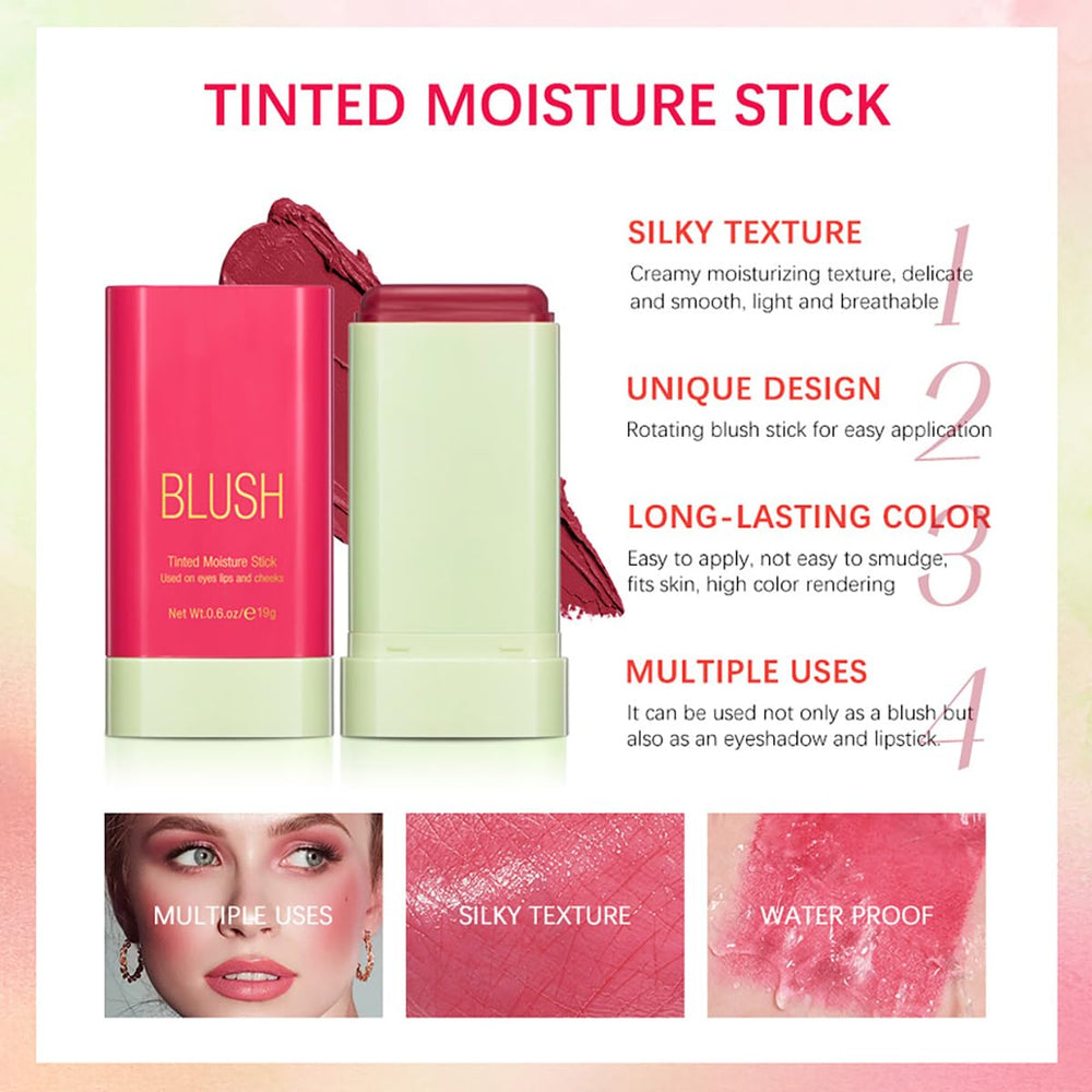 FYEBOO Rich Glow blush stick enhances features with rich color.