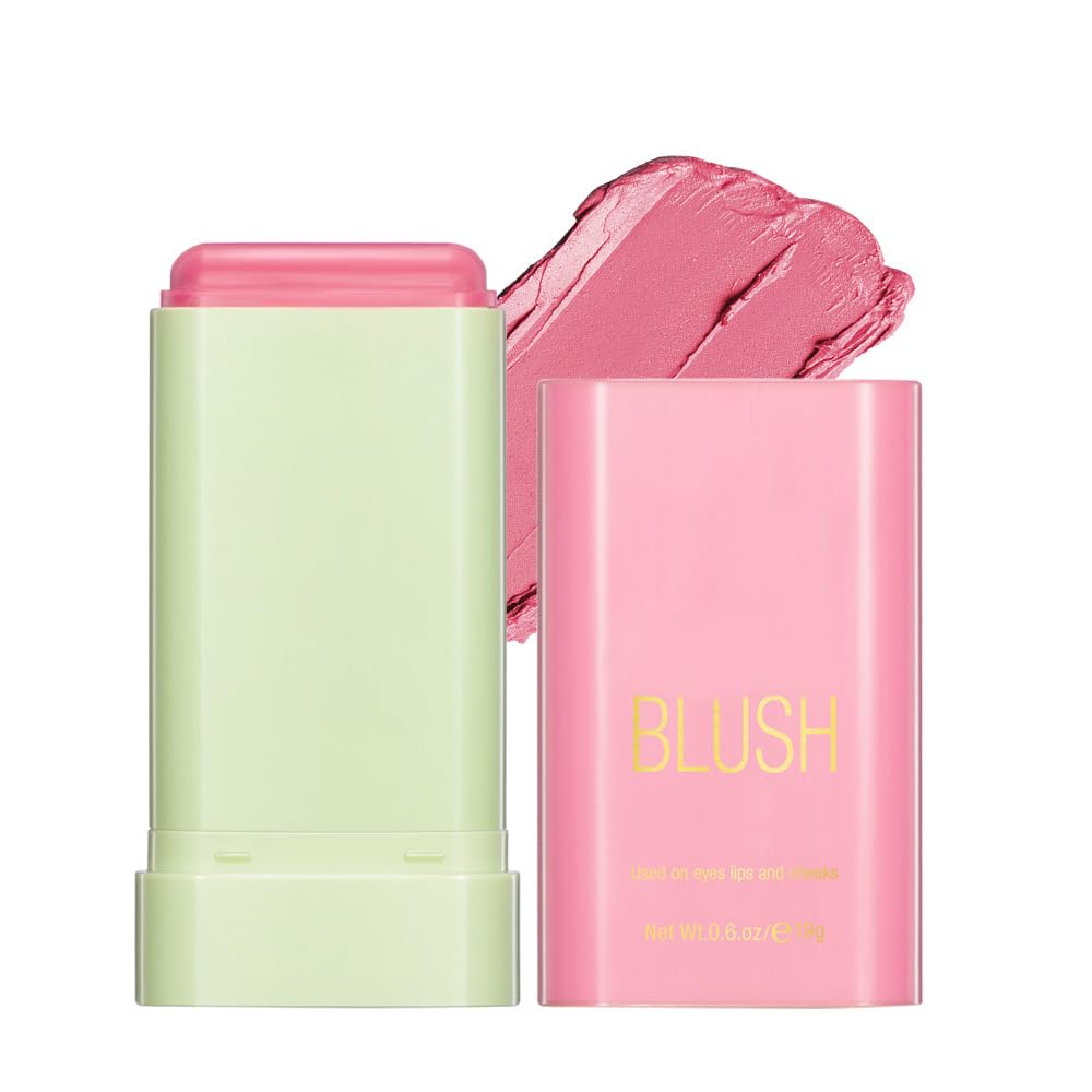 FYEBOO Shy Pink blush stick blends naturally for a sun-kissed glow.