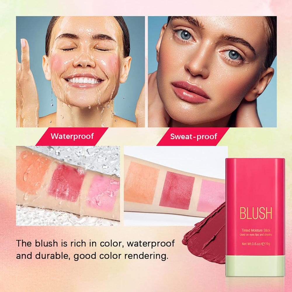 FYEBOO Soft Glow blush stick creates a subtle dewy finish.