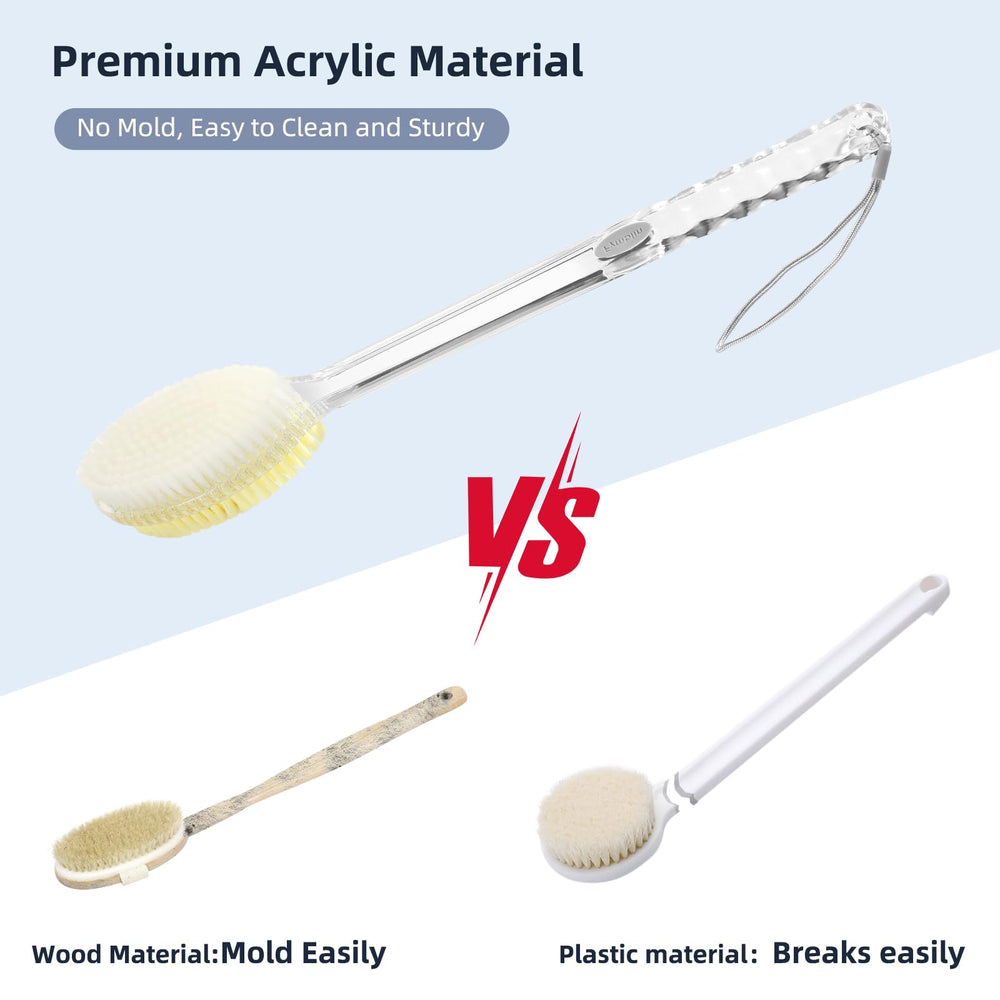 Fymblin acrylic-handle resists mold and maintains shape.