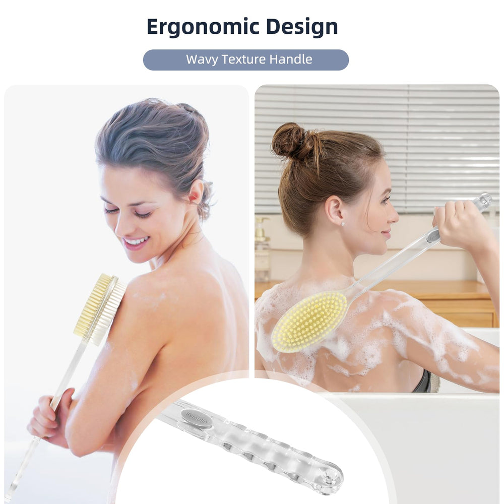 Fymblin wavy-handle design enhances grip in the shower.