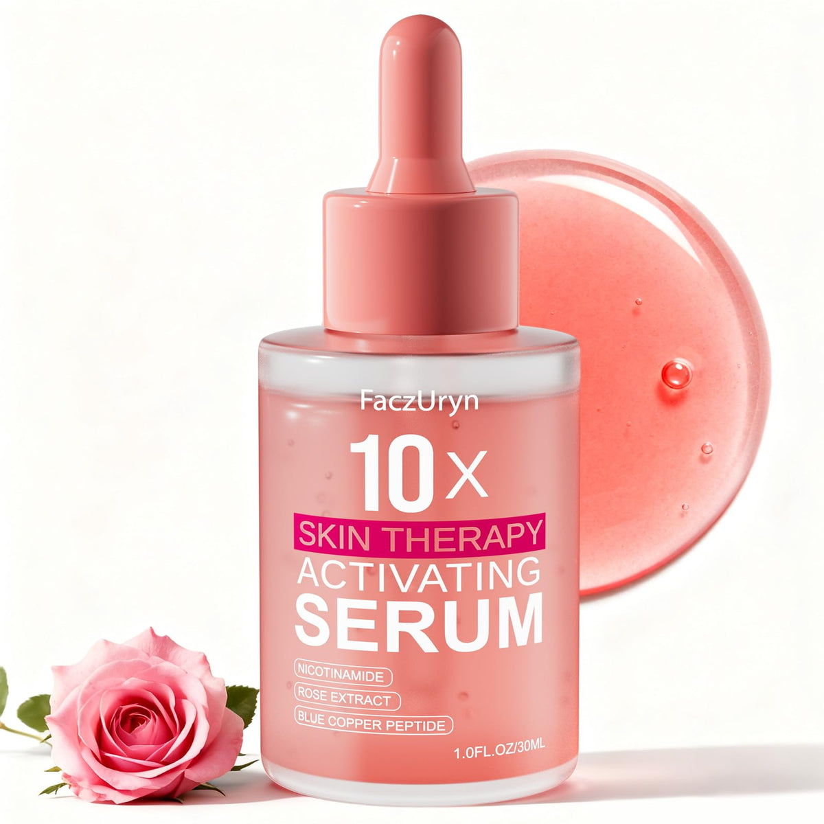 Fymiox serum luz roja: botella elegante para hidratación diaria.