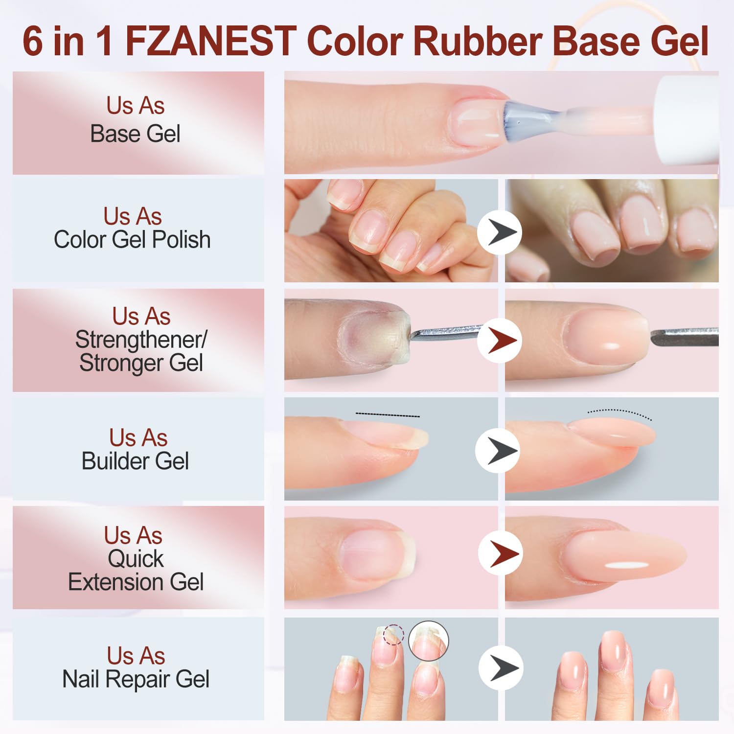 FZANEST nude pink gel swatch showing sheer natural color
