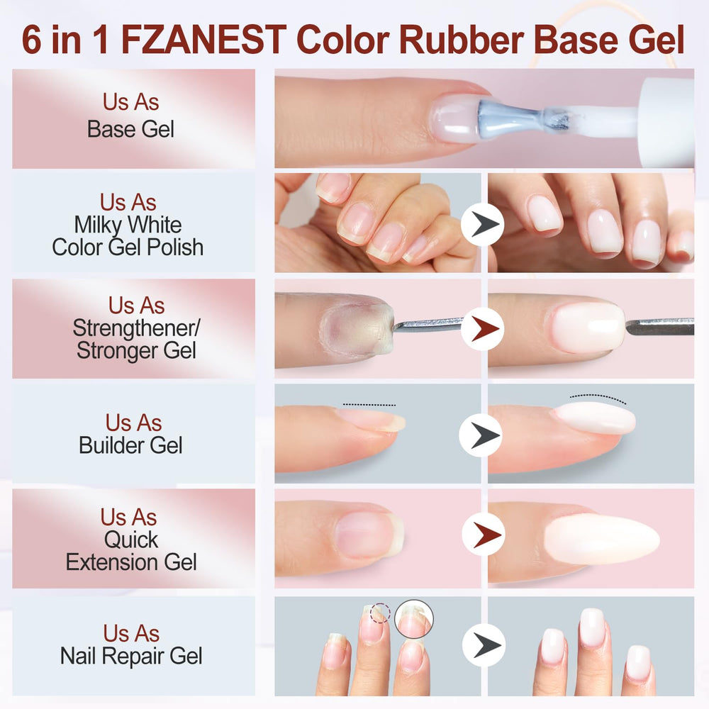 FZANEST milky white builder gel swatch showing natural color and smooth finish.