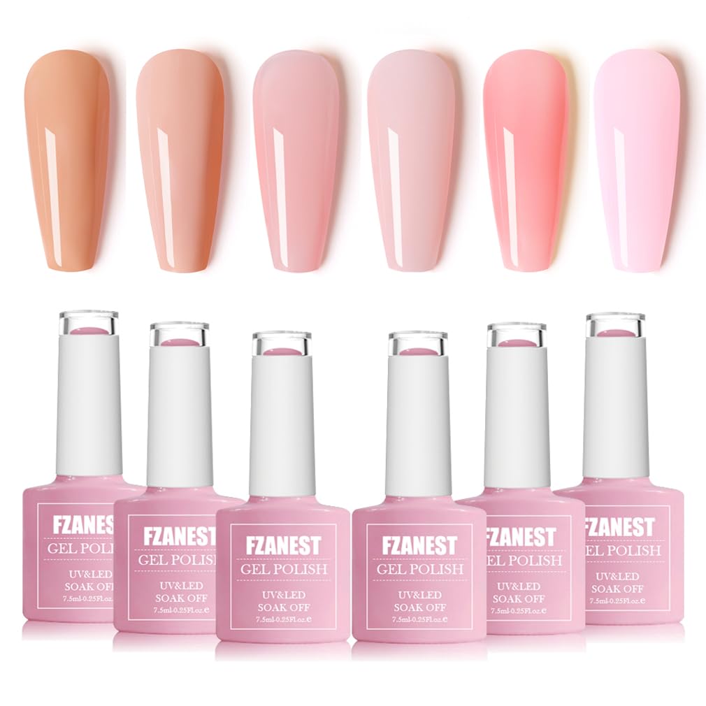 FZANEST Esmalte gel translúcido tono neutro, botella en primer plano para uñas naturales.
