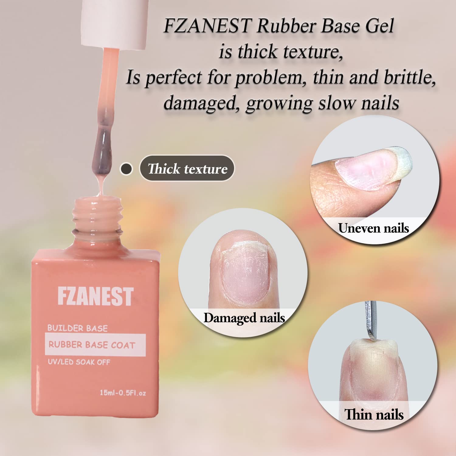FZANEST nail extension up to 2 cm using builder gel for length.