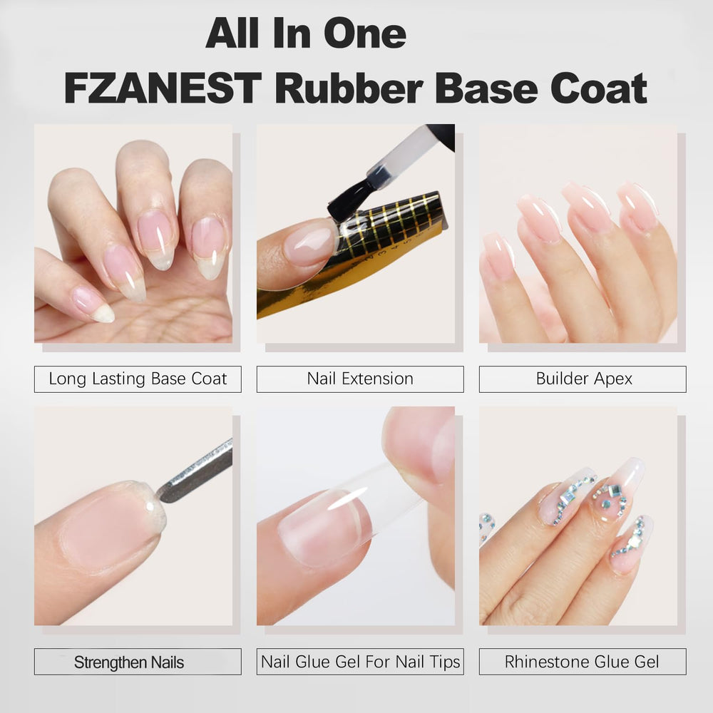 FZANEST rubber base gel nail repair reinforces weak spots for smoother surfaces