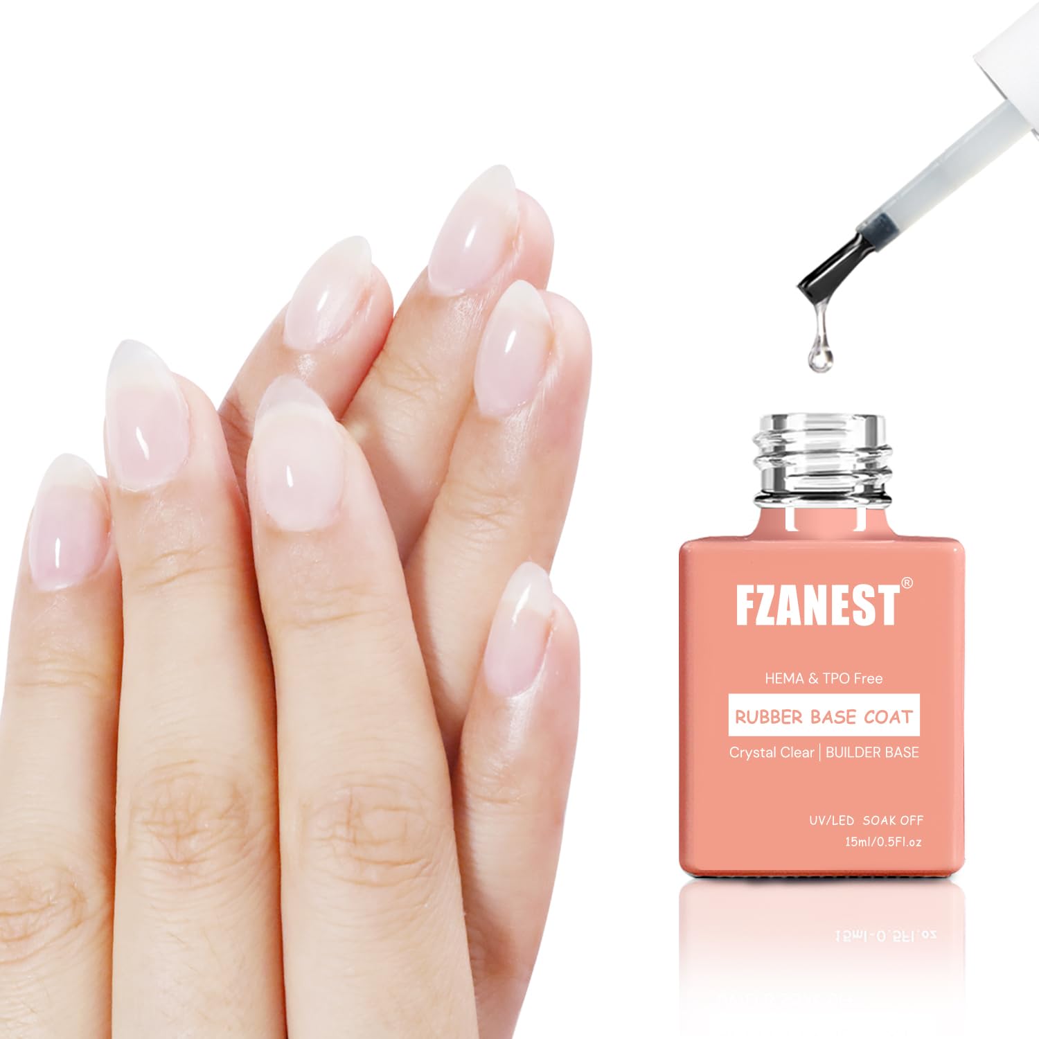 FZANEST rubber base gel nails application for easy at-home manicure with builder gel