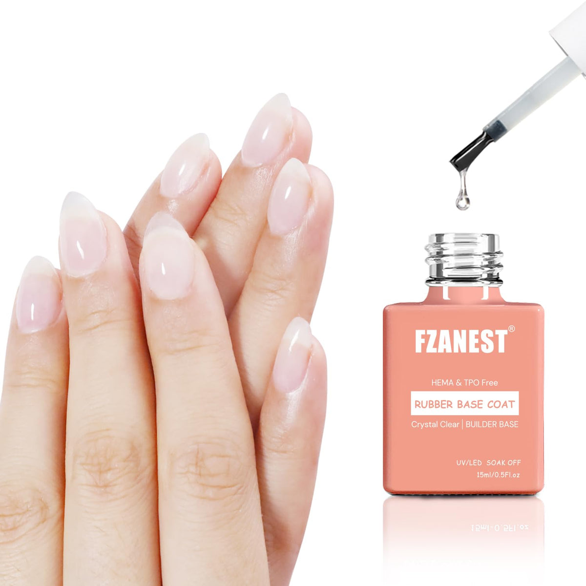 FZANEST rubber base gel nails application for easy at-home manicure with builder gel