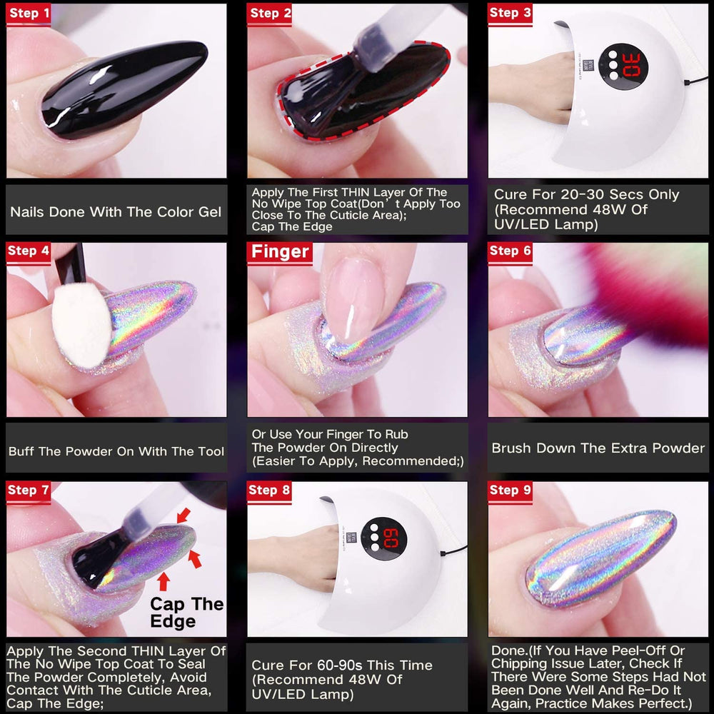 GA&EN resultado de uñas con holo resplandeciente para DIY y salón.