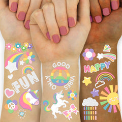 Gabizafia 118pcs unicorn tattoos pack with glitter designs for kids