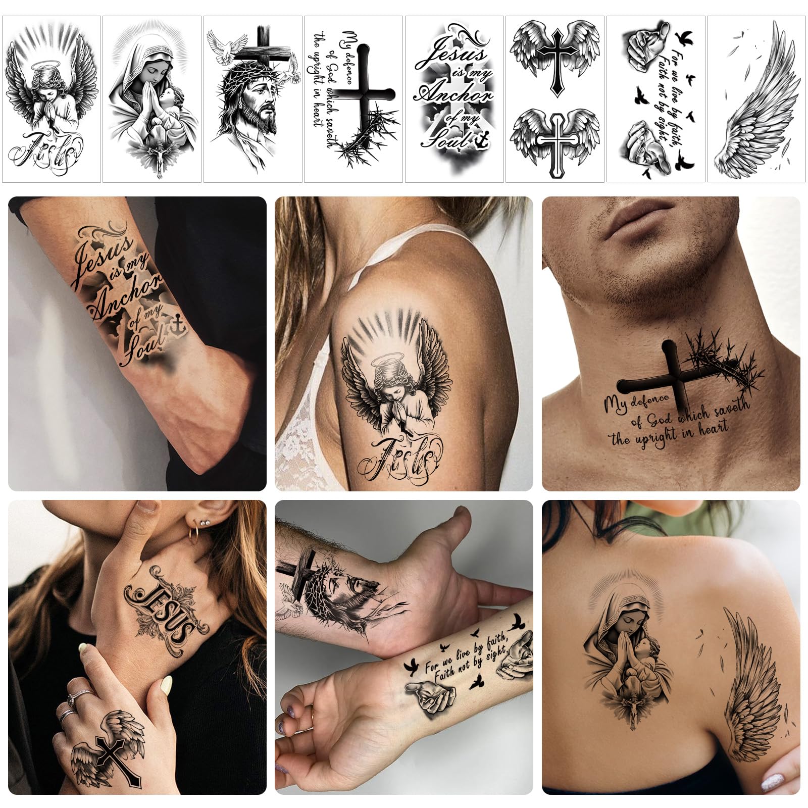 Gabizafia Christian art tattoo works on skin, glass, or phone accessories.