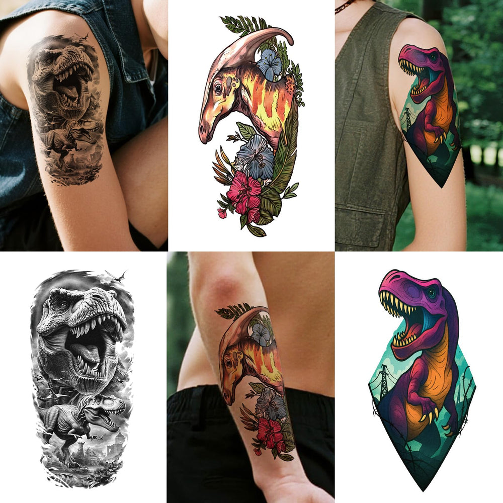 Gabizafia T-Rex skull tattoo, edgy look without pain.
