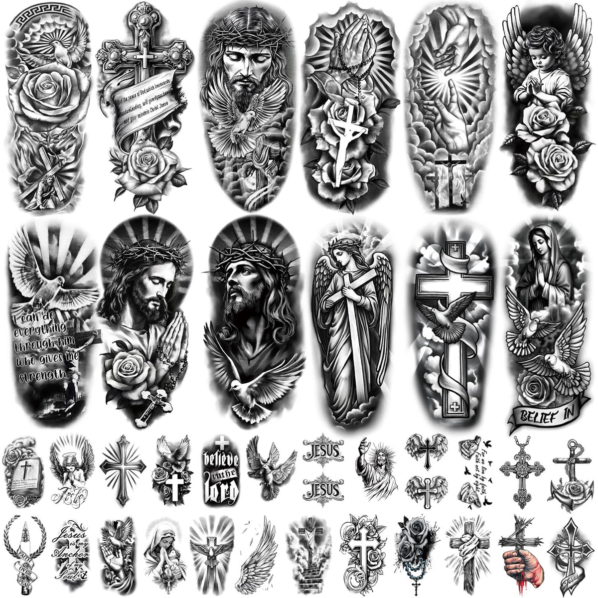 Gabizafia Jesus cross tattoo on skin adds a subtle faith expression for daily wear.