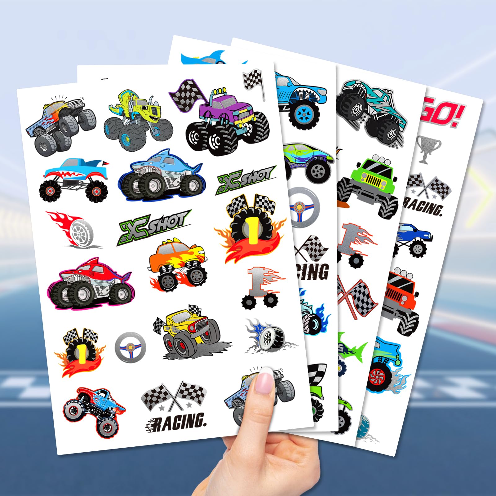 Gabizafia monster truck tattoos collection adds thrill to birthday themes