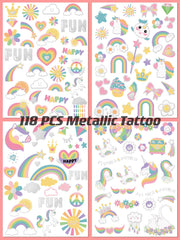 Gabizafia rainbow crown tattoos with vivid colors for kids' dress-up