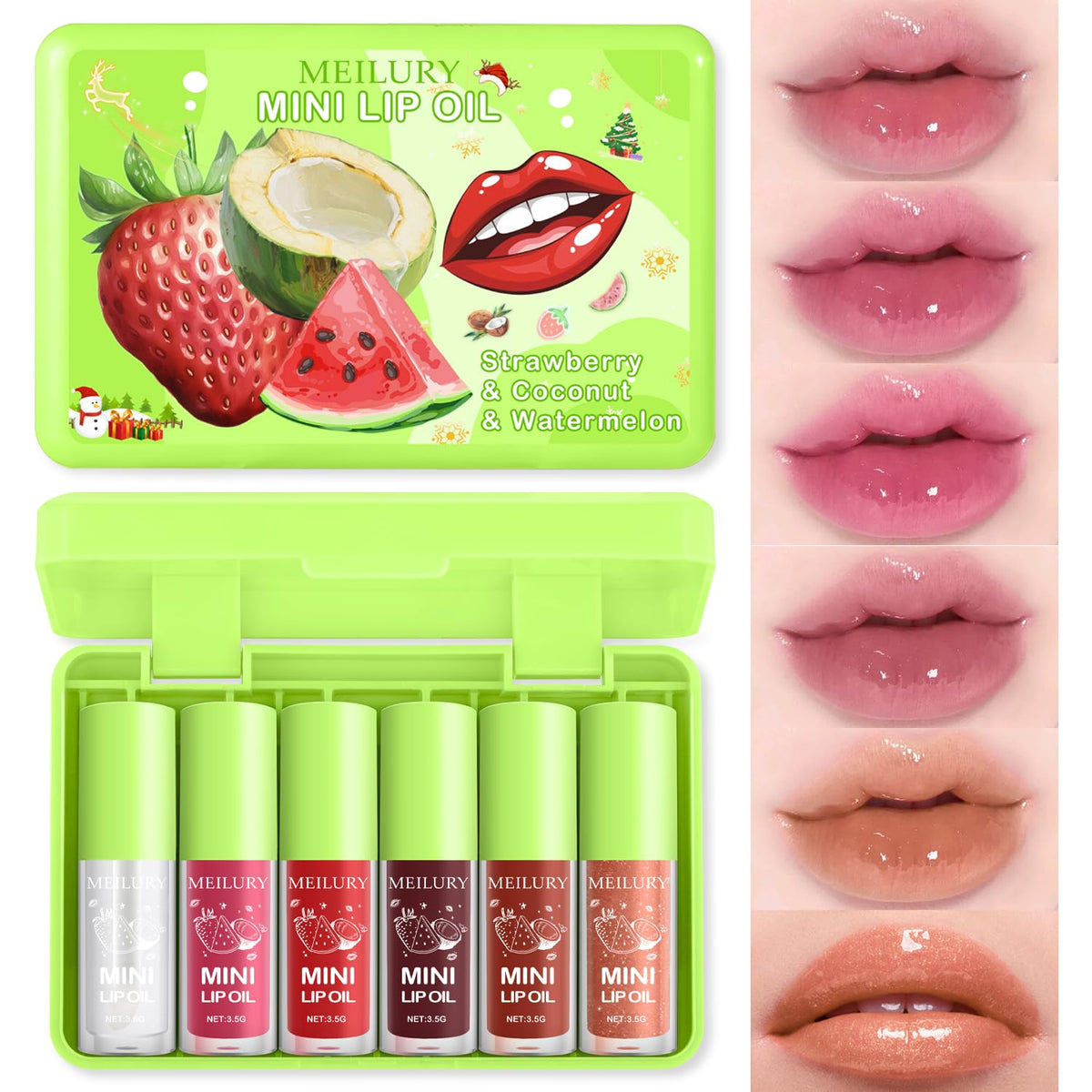 GADMLURY 6 colors lip gloss oil set showing versatile shade options for glossy lips.