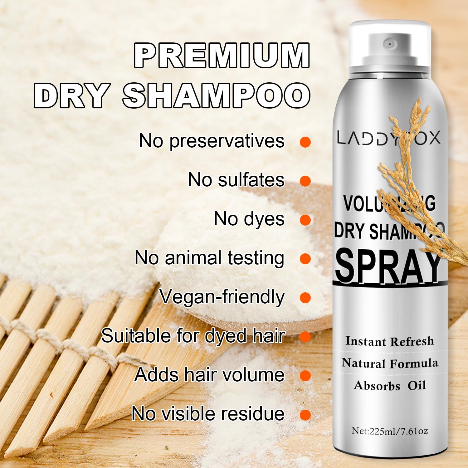 GADMLURY Dry Shampoo even-application spray for even results.