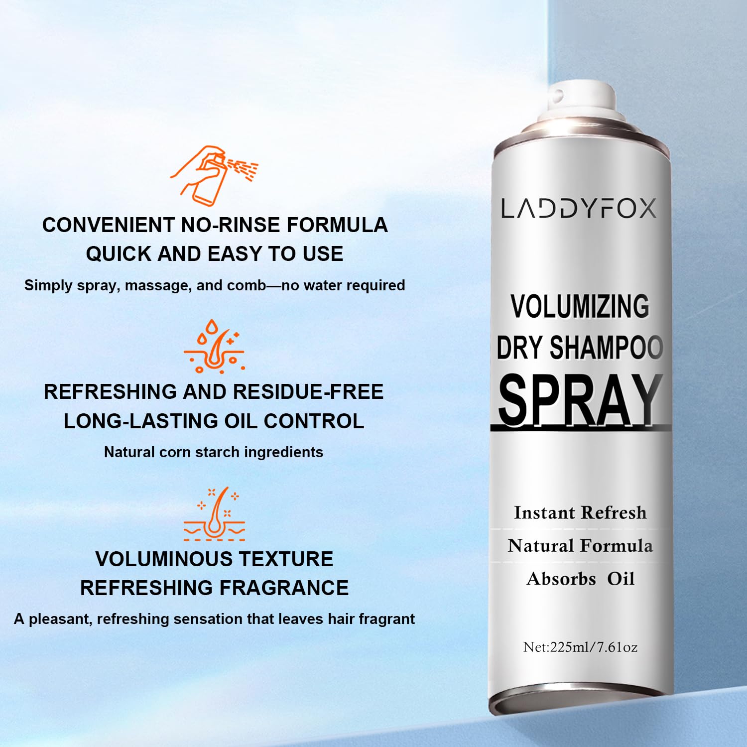 GADMLURY Dry Shampoo leaves no white residue on dark hair.