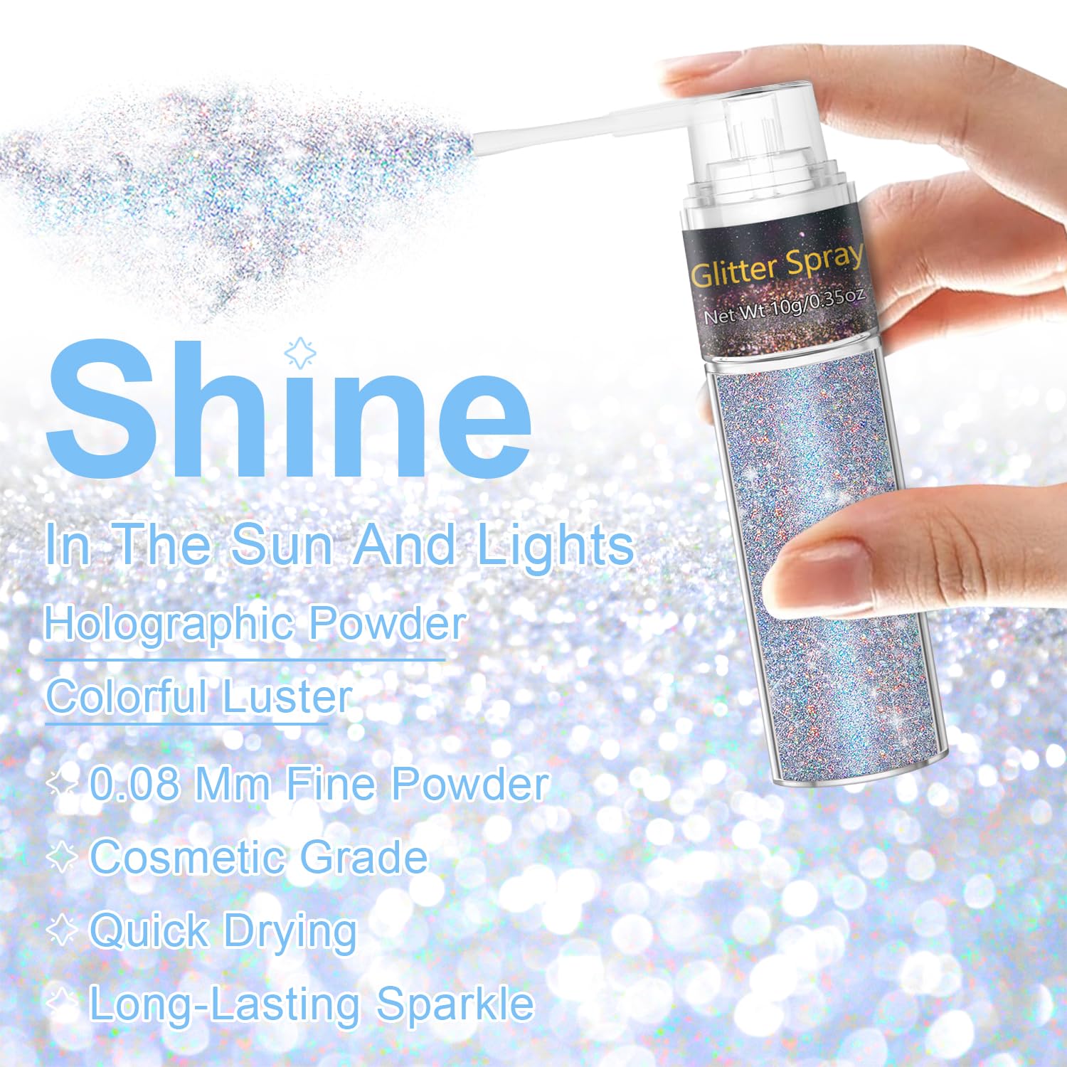 GADMLURY Glint-Rainbow hair glitter adds dimensional shine under lights.