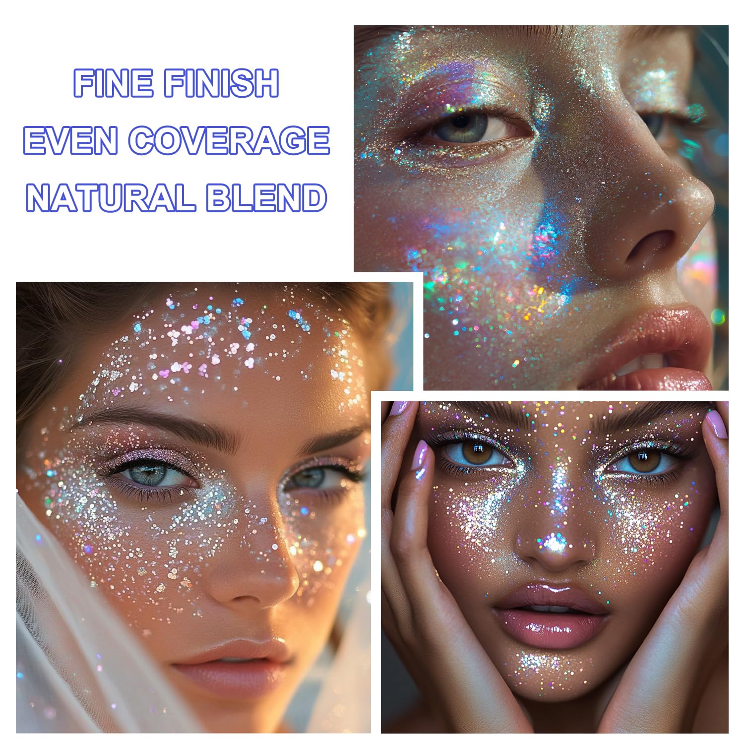 GADMLURY Mermaid-sequin glitter body highlights sunlit skin with iridescent glow.